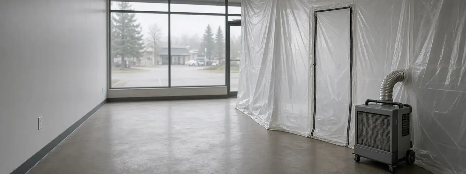 After-hours commercial mold containment in a Langley BC retail unit