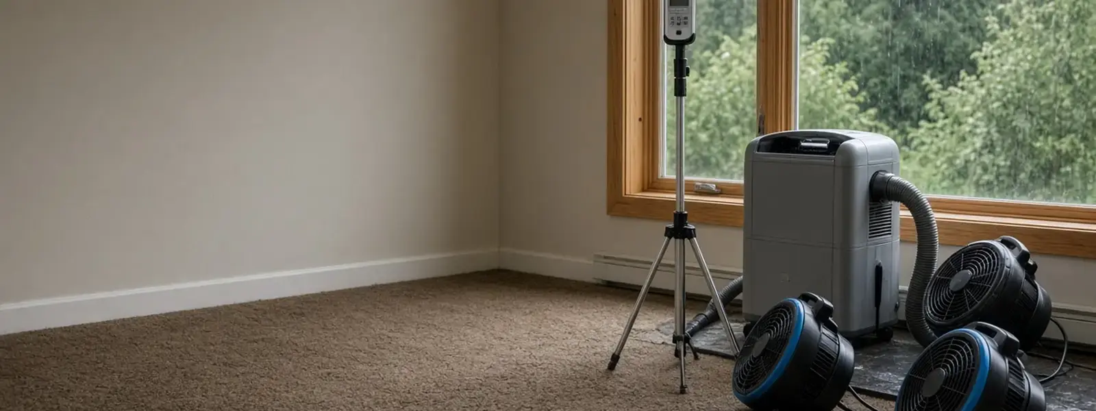 LGR dehumidifier and air movers drying a Langley BC room